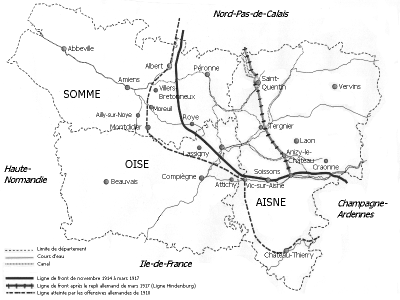 Carte du front de Picardie