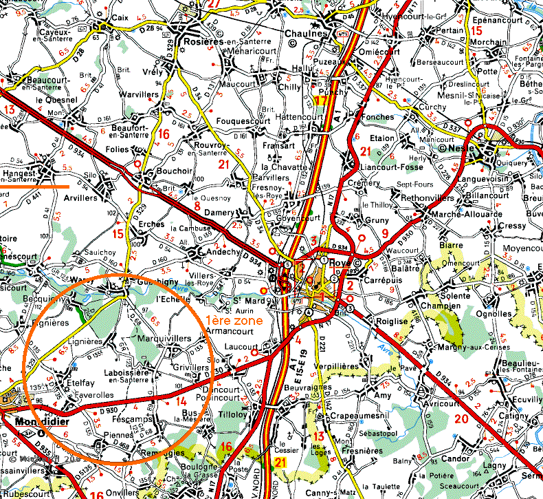 carte de la zone 1 (Somme)