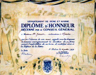 Diplôme d'honneur Vve Jonot (1919)